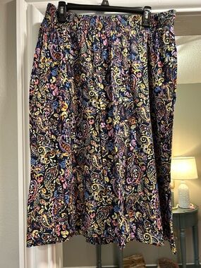 croft & barrow Navy Paisley Print Elastic Waist Skirt